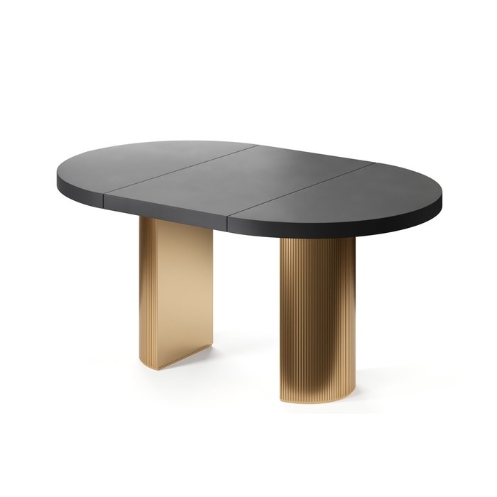 Обеденный стол раздвижной Бунда на золотом основании с черной столешницей - купить Обеденные столы по цене 128285.0