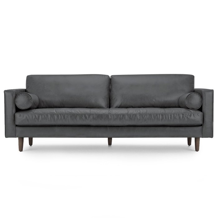 Трехместный диван SCOTT серый из экокожи