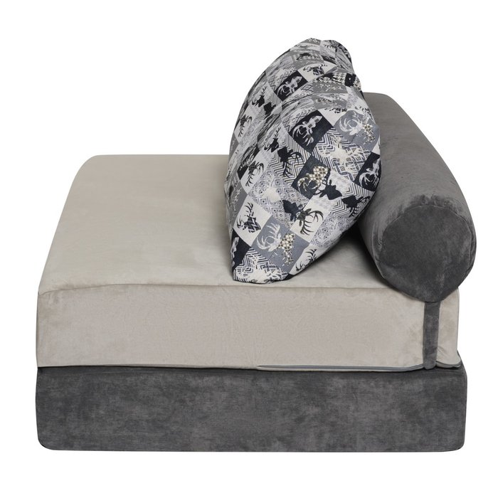 Бескаркасный диван-кровать Puzzle Bag С Оленями Ч/б XL серого цвета - лучшие Бескаркасная мебель в INMYROOM