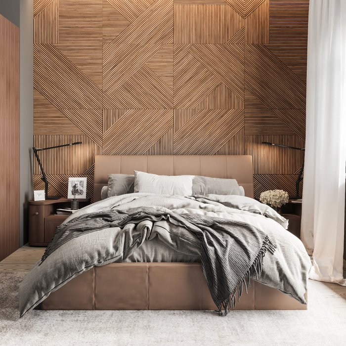Кровать Инуа 180х200 коричневого цвета с подъемным механизмом  - купить Кровати для спальни по цене 46240.0