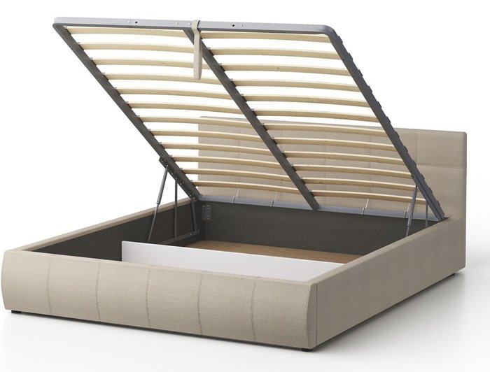 Кровать Венера-1 160х200 бежевого цвета с подъемным механизмом (рогожка) - лучшие Кровати для спальни в INMYROOM
