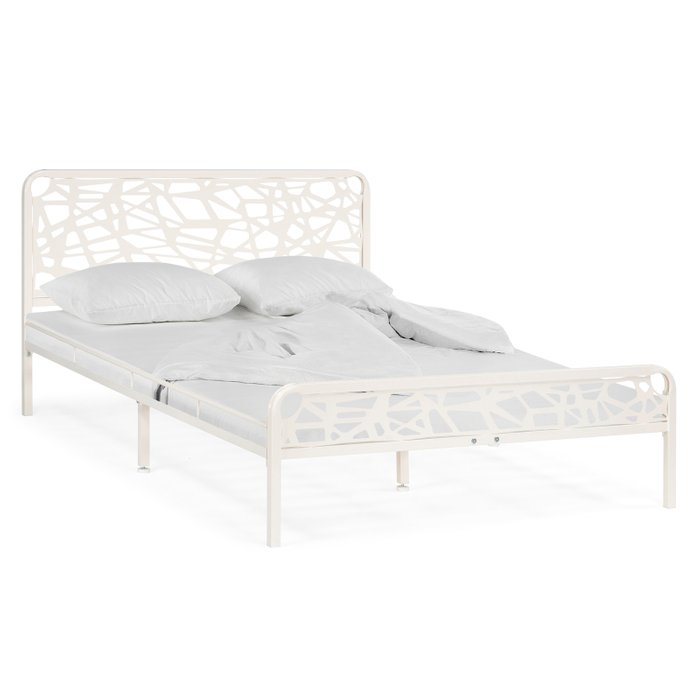 Кровать металлическая Кубо 160х200 белого цвета
