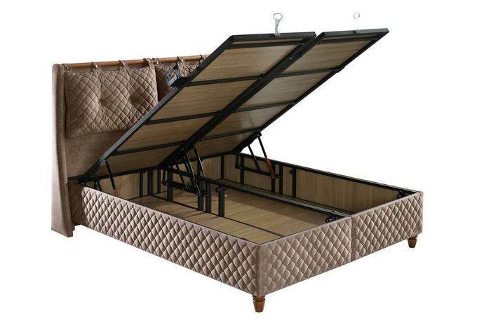 Кровать с подъёмным механизмом Bamboo Sleep 180х200 бежевого цвета - купить Кровати для спальни по цене 168400.0