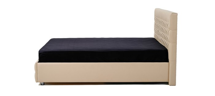 Кровать Купол с подъемным механизмом в светло-бежевой экокоже 140х200 - лучшие Кровати для спальни в INMYROOM