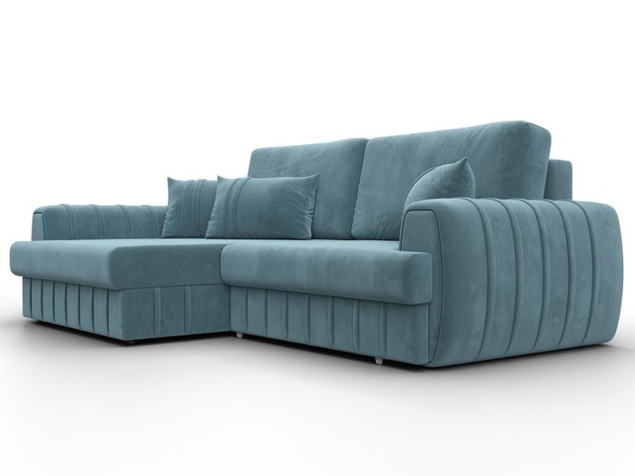 Угловой диван-кровать Лига-057 бирюзового цвета левый - лучшие Угловые диваны в INMYROOM Угловой диван-кровать Лига-057 бирюзового цвета левый - лучшие Угловые диваны в INMYROOM