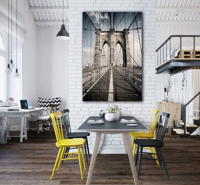 Картина на дереве Бруклинский мост 100х150 - купить Картины по цене 13490.0