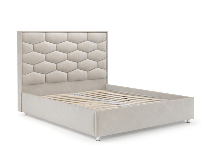 Кровать Рица 140х190 бежевого цвета с подъемным механизмом (вельвет) - лучшие Кровати для спальни в INMYROOM