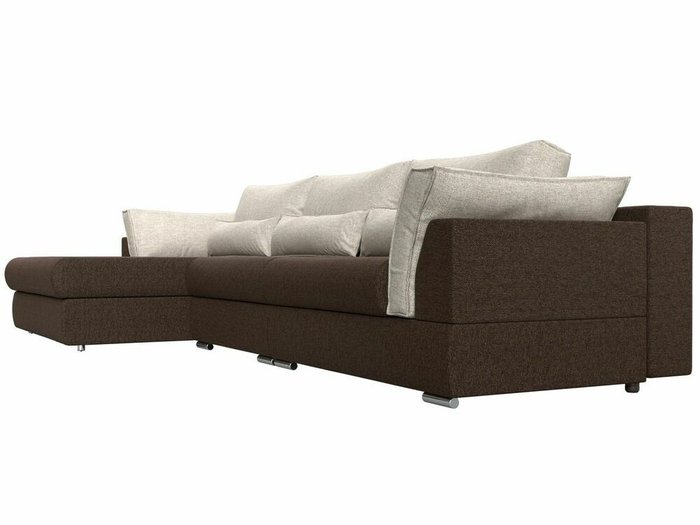 Угловой диван-кровать Пекин Long коричнево-бежевого цвета угол левый - лучшие Угловые диваны в INMYROOM
