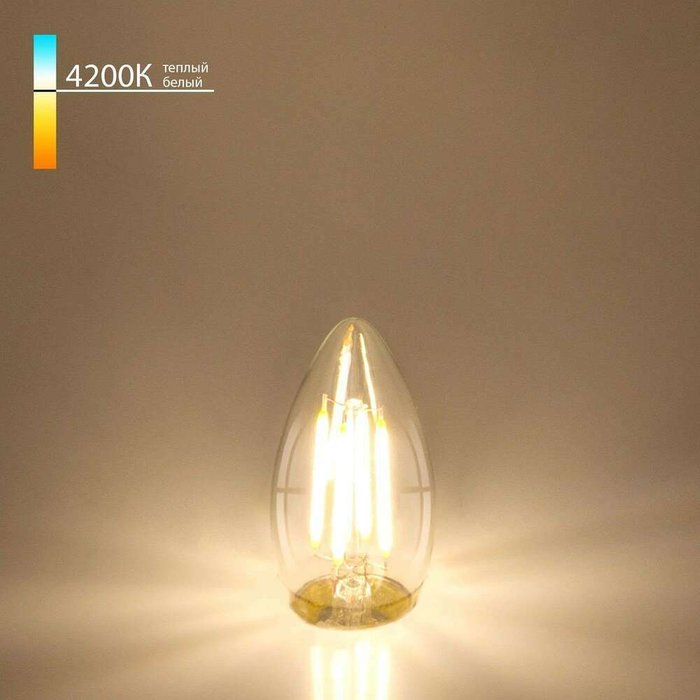 Филаментная светодиодная лампа "Свеча" C35 9W 4200K E27 (C35 прозрачный) BLE2706 Свеча F