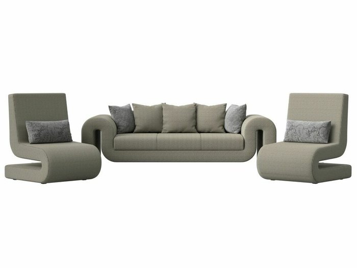 Набор мягкой мебели Волна 1 серо-бежевого цвета - купить Комплекты мягкой мебели по цене 84998.0