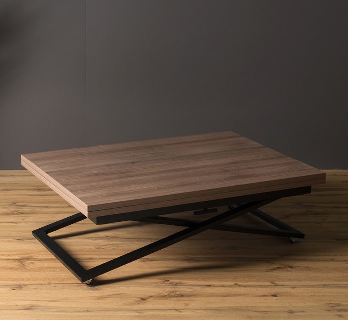 Стол трансформер Compact цвета дуб шамони темный на черных опорах - купить Обеденные столы по цене 26200.0