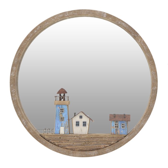 Настенное зеркало в деревянной раме 