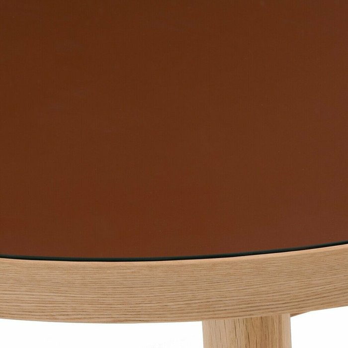 Стол обеденный из дуба и стекла Evergreen коричневого цвета - лучшие Обеденные столы в INMYROOM