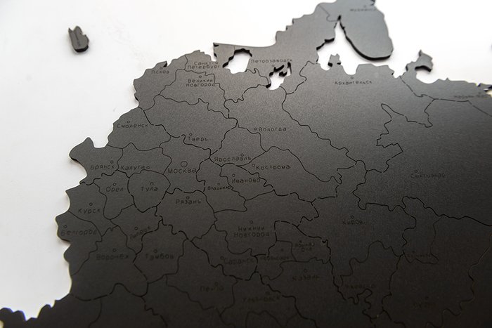 Карта-пазл Wall Decoration Российская Федерация с городами черного цвета - купить Декор стен по цене 5490.0