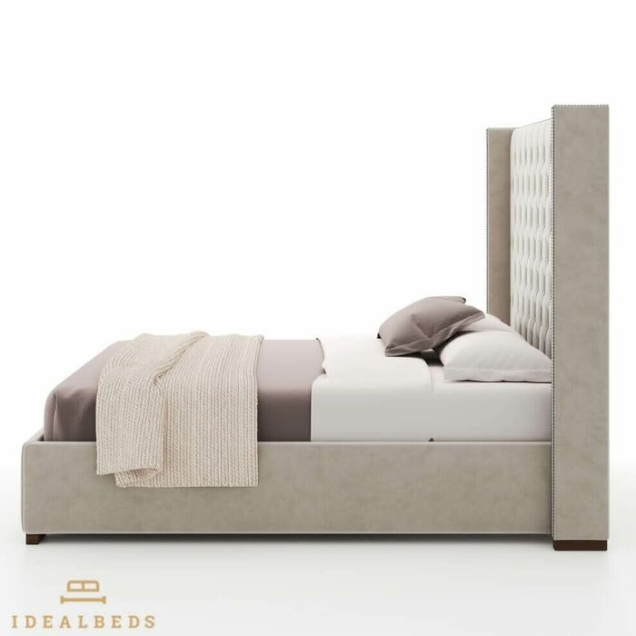 Кровать Adler Diamond 200х200 бежевого цвета - лучшие Кровати для спальни в INMYROOM Кровать Adler Diamond 200х200 бежевого цвета - лучшие Кровати для спальни в INMYROOM