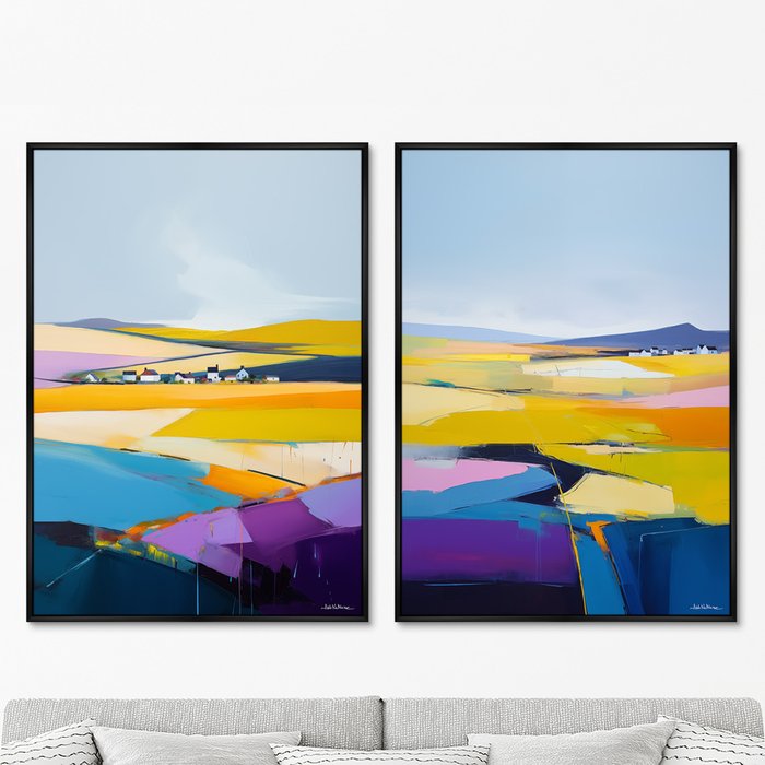 Набор из двух репродукций картин Landscape Collection, Lines of fields, 2024г. - купить Картины по цене 49998.0