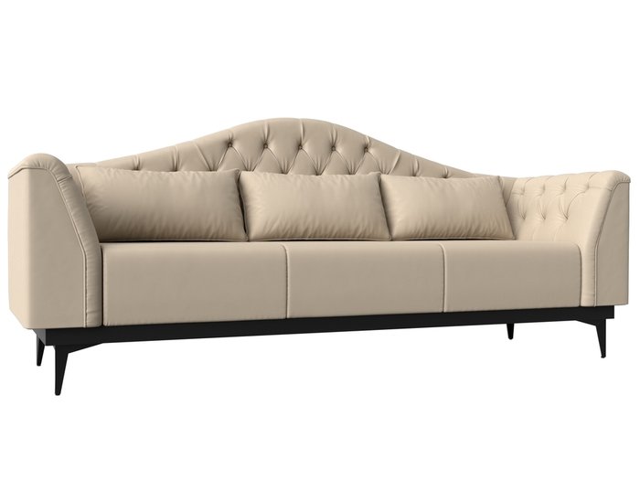 Прямой диван-кровать Флорида бежевого цвета (экокожа)