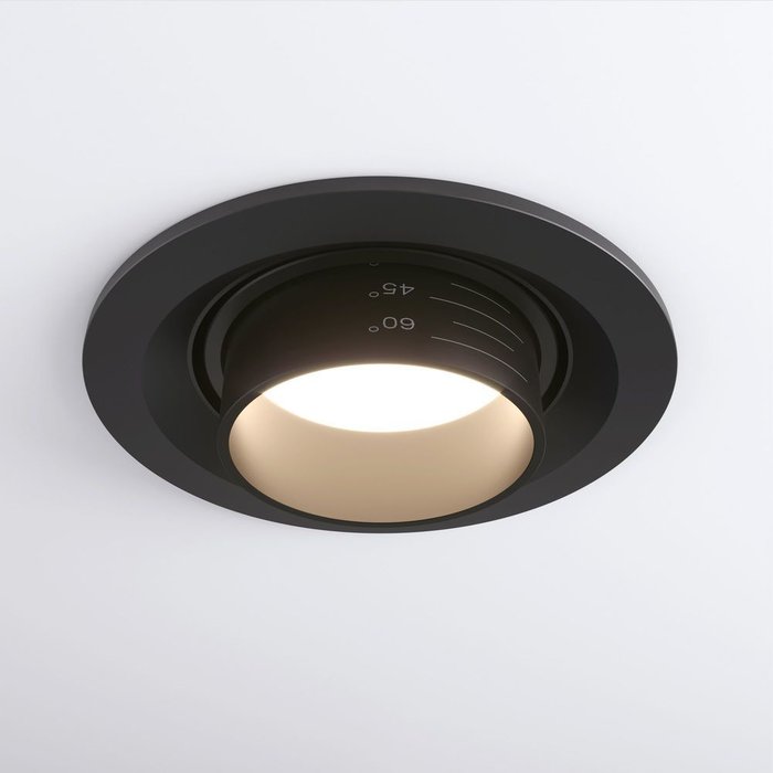 Встраиваемый светодиодный светильник с регулировкой угла освещения 9920 LED 15W 4200K черный Zoom - лучшие Встраиваемые споты в INMYROOM