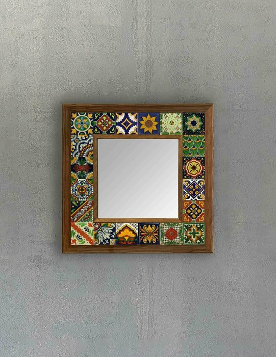 Настенное зеркало 33x33 с рамкой из натурального камня - купить Настенные зеркала по цене 9840.0