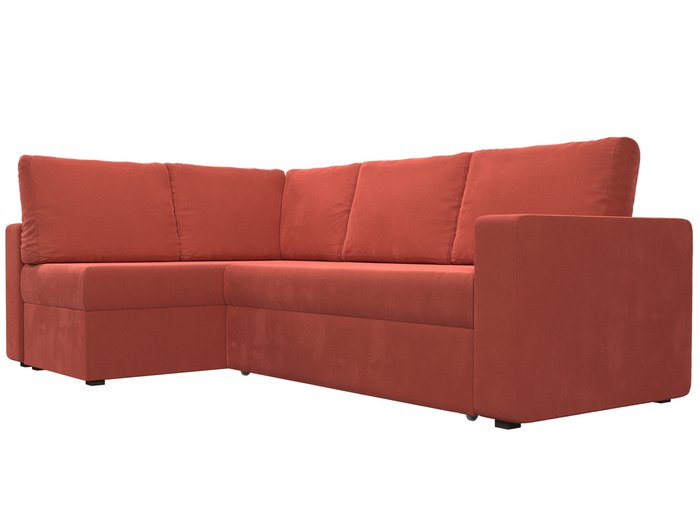 Угловой диван-кровать Оливер кораллового цвета левый угол - лучшие Угловые диваны в INMYROOM