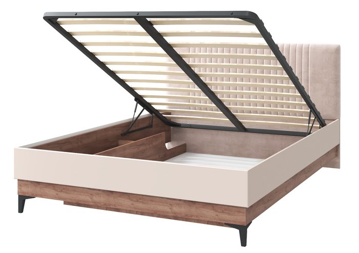 Кровать с подъемным механизмом Тоскана Люкс 140х200 бежевого цвета - купить Кровати для спальни по цене 42842.0