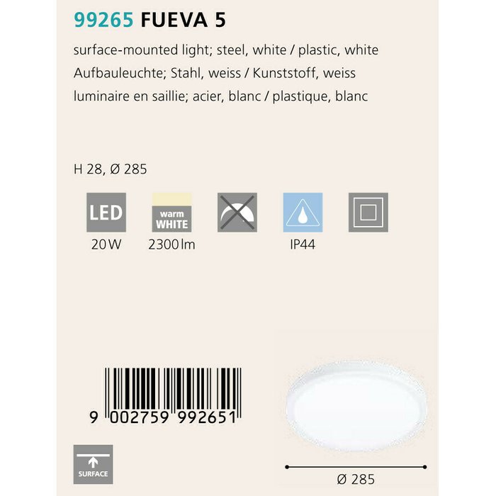Светильник точечный Fueva белого цвета - лучшие Потолочные светильники в INMYROOM