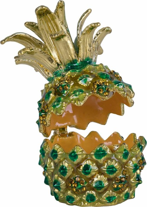 Шкатулка для драгоценностей со стразами Ананас зелено-золотого цвета - купить Шкатулки по цене 2620.0