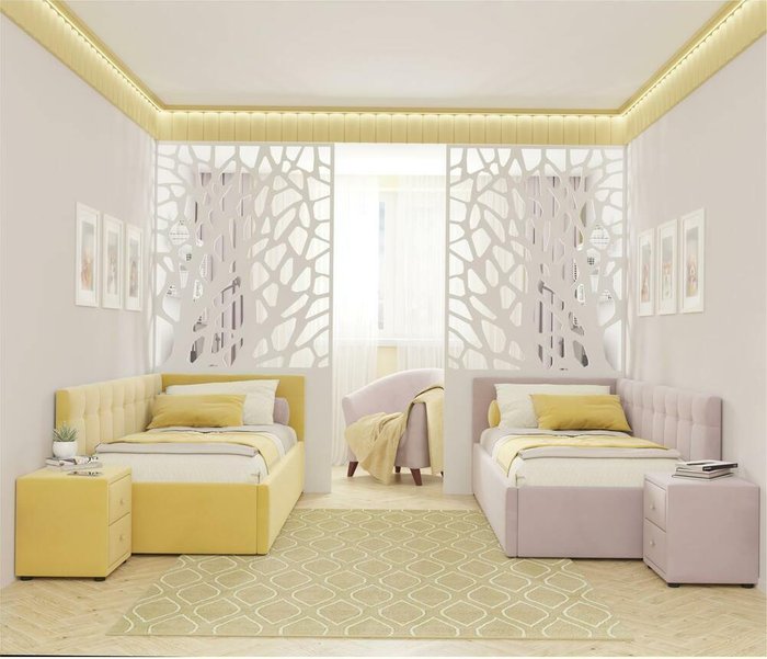 Кровать Bonna 90х200 с подъемным механизмом желтого цвета - купить Одноярусные кроватки по цене 30600.0