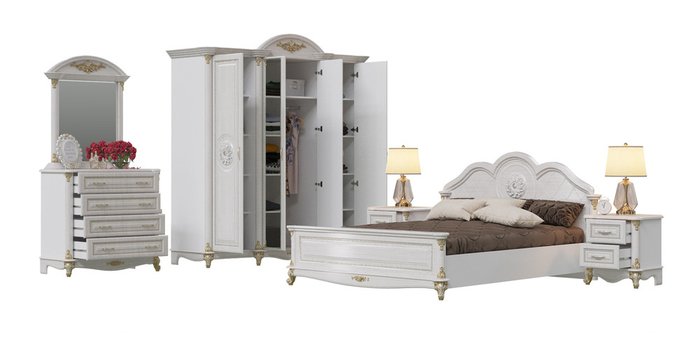Спальня Да Винчи белого цвета - лучшие Спальные гарнитуры в INMYROOM