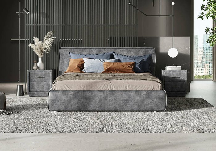 Кровать Altea 180х200 графитового цвета (фултон) без основания и подъемного механизма - купить Кровати для спальни по цене 52200.0
