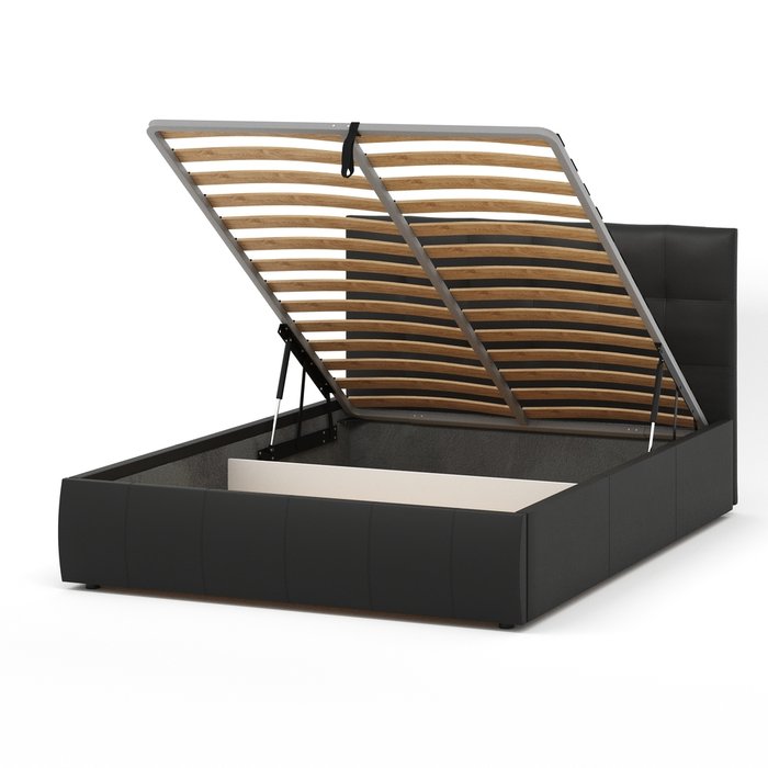 Кровать Венера-2 140х190 черного цвета с подъемным механизмом (экокожа) - лучшие Кровати для спальни в INMYROOM