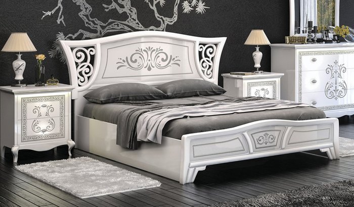 Кровать двуспальная Винтаж 160х200 белого цвета - купить Кровати для спальни по цене 51230.0 Кровать двуспальная Винтаж 160х200 белого цвета - купить Кровати для спальни по цене 51230.0