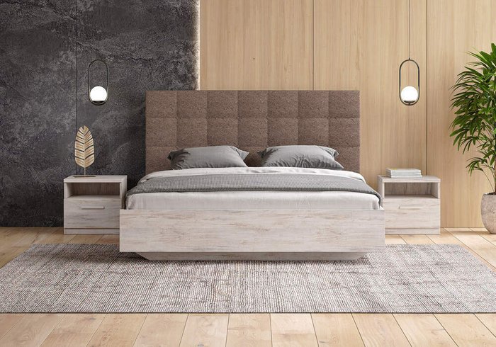 Кровать Madrid 160х200 с изголовьем бежевого цвета без основания и подъемного механизма - купить Кровати для спальни по цене 26000.0