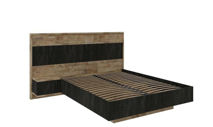 Кровать с подъемным механизмом Кения с тумбой 160х200 черно-коричневого цвета - купить Кровати для спальни по цене 38780.0