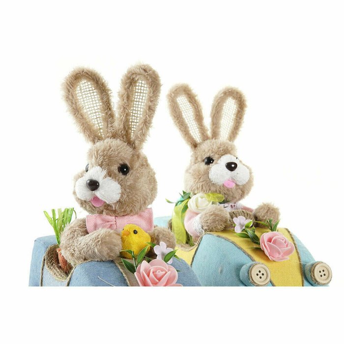 Декоративная фигура 23 x 15 x 29 cm Синий Розовый Коричневый Кролик (2 штук) - лучшие Фигуры и статуэтки в INMYROOM