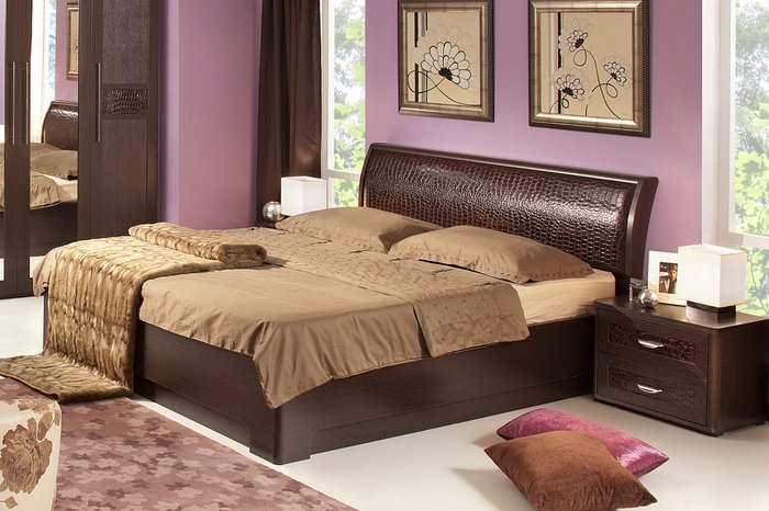Кровать Парма-3 180х200 цвета венге с подъемным механизмом - лучшие Кровати для спальни в INMYROOM