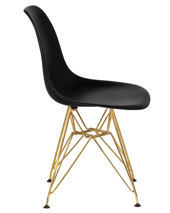 Стул обеденный черного цвета на золотых металлических ножках - лучшие Обеденные стулья в INMYROOM