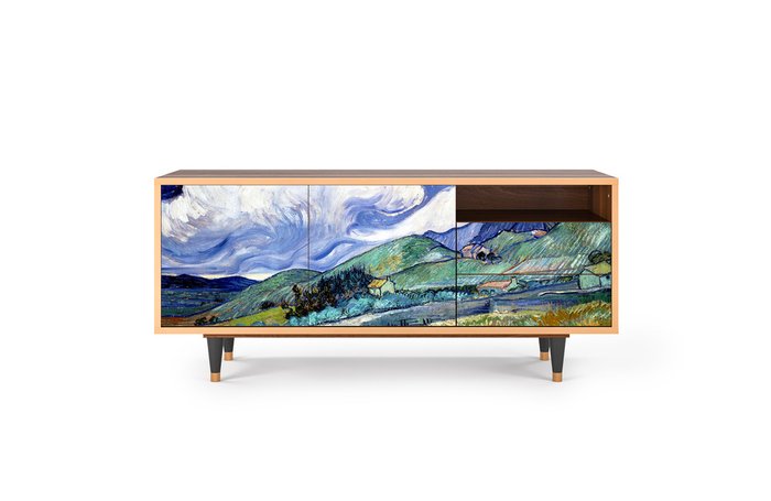 Тумба под TV T7 Landscape from Saint-Remy by Vincent van Gogh с корпусом цвета орех Тумба под TV T7 Landscape from Saint-Remy by Vincent van Gogh с корпусом цвета орех