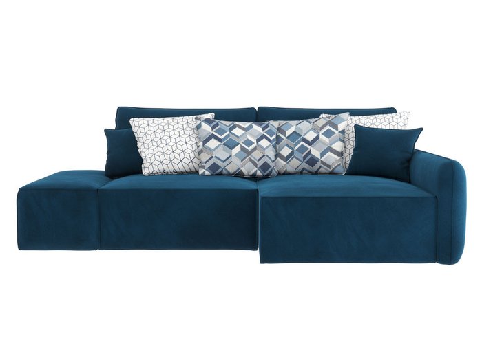 Угловой диван-кровать Портленд синего цвета