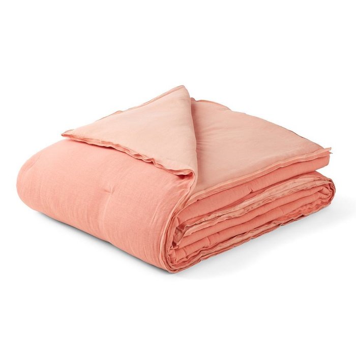 Покрывало Ystad из льна и вискозы розового цвета 180x230 - лучшие Покрывала в INMYROOM