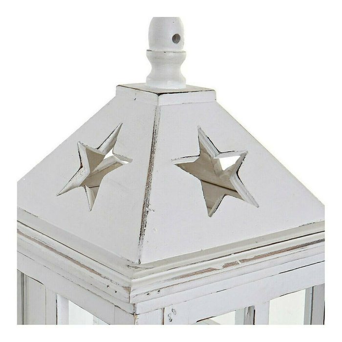 Фонарь DKD Home Decor Белый Стеклянный Сосна (21 x 21 x 51 cm) - лучшие Подсвечники в INMYROOM