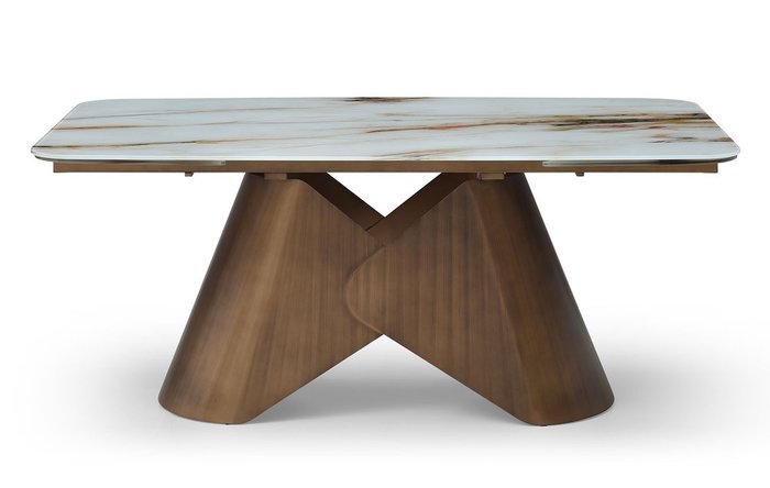 Раздвижной обеденный стол Mirabel 160х90 бело-коричневого цвета - купить Обеденные столы по цене 205670.0