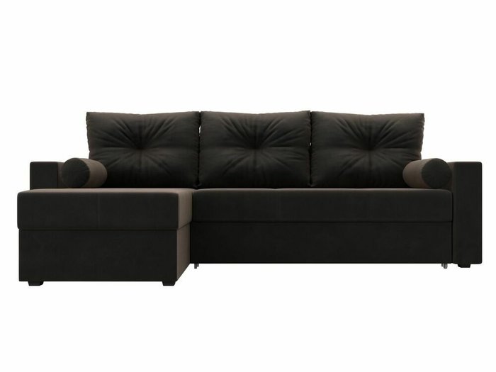 Угловой диван-кровать Верона коричневого цвета левый угол - купить Угловые диваны по цене 47999.0