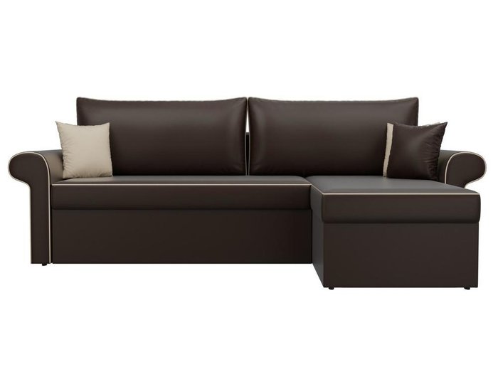 Угловой диван-кровать Милфорд темно-коричневого цвета (экокожа) правый угол - купить Угловые диваны по цене 43990.0