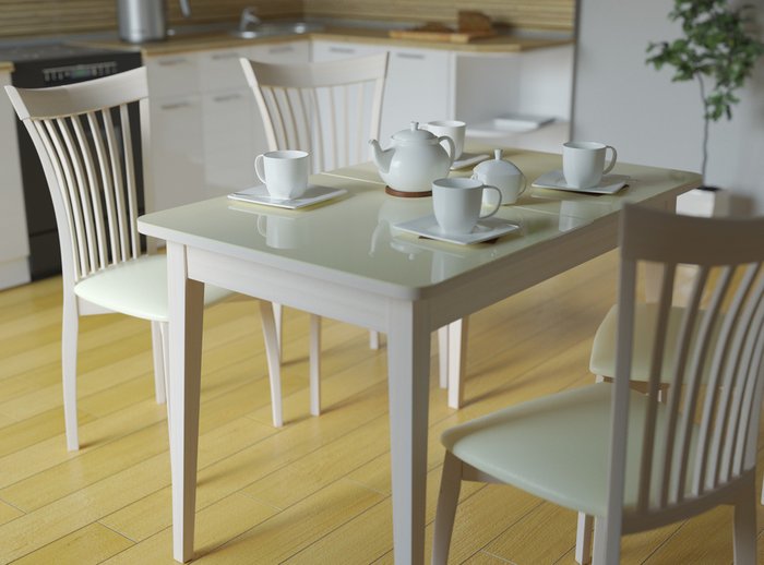 Стол обеденный раздвижной бело-коричневого цвета - купить Обеденные столы по цене 24930.0