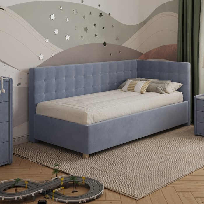Кровать Версаль 90х200 серого цвета без подъемного механизма - купить Одноярусные кроватки по цене 28088.0