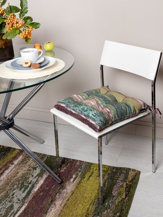 Набор из двух сидушек Paddy Village 42х42 зелено-коричневого цвета - лучшие Подушки для стульев в INMYROOM