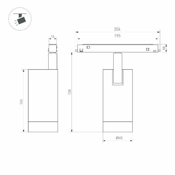 Трековый магнитный светильник Arlight MAG-ORIENT-SPOT-R45-9W Warm2700 051745 - лучшие Трековые светильники в INMYROOM Трековый магнитный светильник Arlight MAG-ORIENT-SPOT-R45-9W Warm2700 051745 - лучшие Трековые светильники в INMYROOM