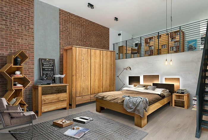 Кровать Берген с подсветкой 180х200 коричневого цвета - лучшие Кровати для спальни в INMYROOM