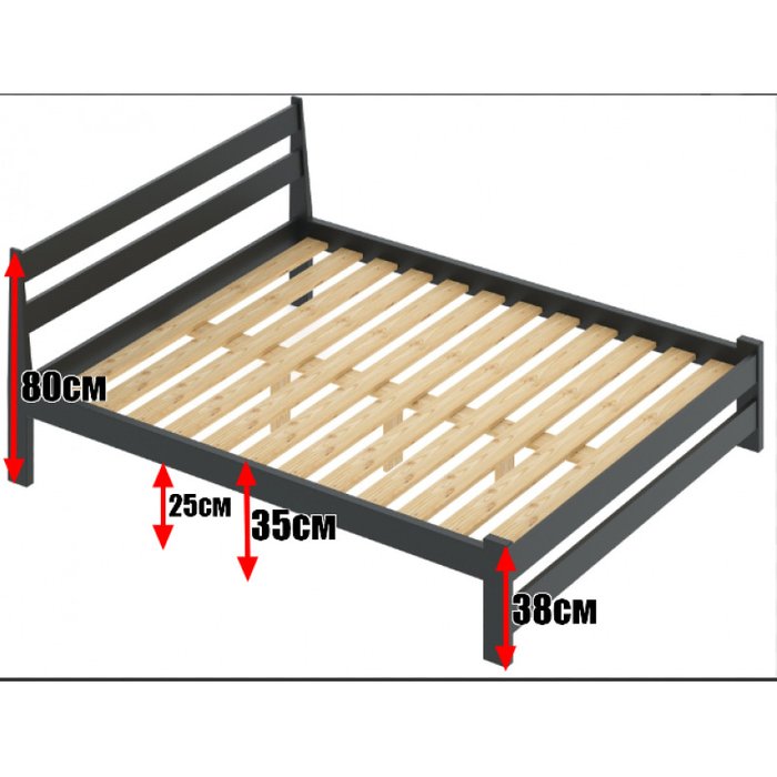 Кровать Мишка сосновая усиленная 160х200 цвета антрацит - лучшие Кровати для спальни в INMYROOM